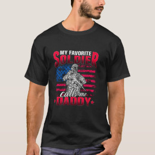 My Favourite Soldier Calls Me Daddy US Flag Milita T-Shirt