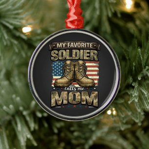 My favourite soldier calls me mum metal tree decoration