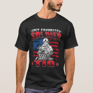 My Favourite Soldier Calls Me Tio Us Flag Military T-Shirt