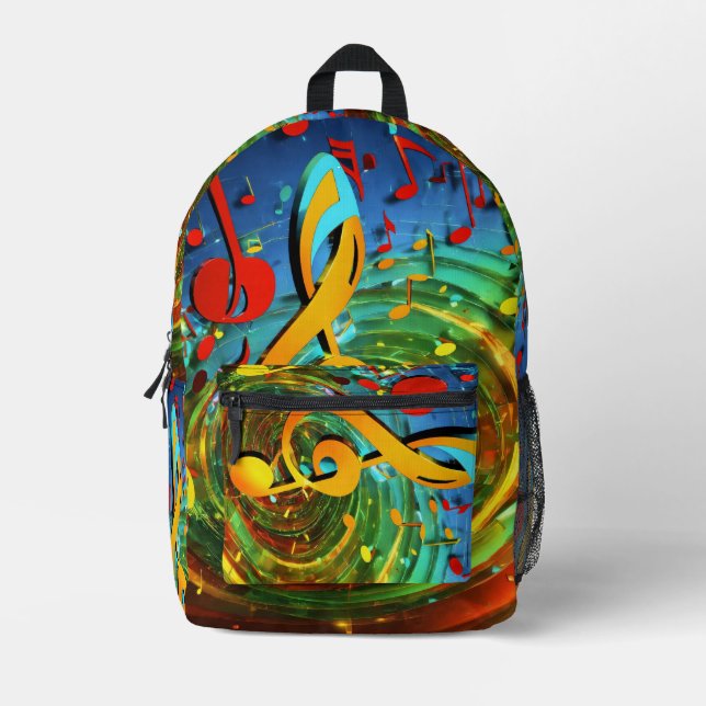 My Favourite Song: Music Notes Design Style Backpa Printed Backpack (Front)