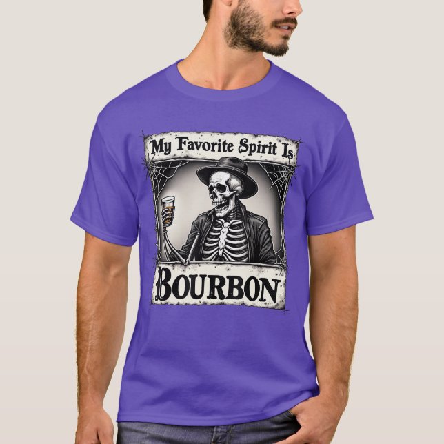 My Favourite Spirit is Bourbon Funny Halloween Gho T-Shirt (Front)