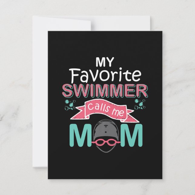 My Favourite Swimmer Calls Me Mum Funny Swimming Invitation (Front)