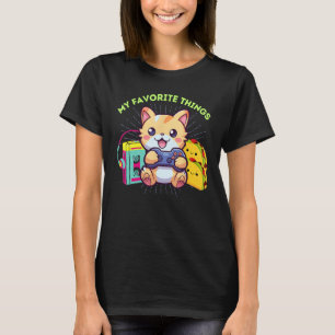 My Favourite Things Gaming Cat Tacos The 80s Gamer T-Shirt