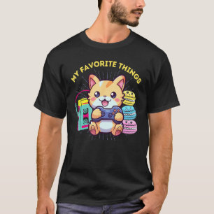 My Favourite Things Gaming Cats Macarons & The 80s T-Shirt