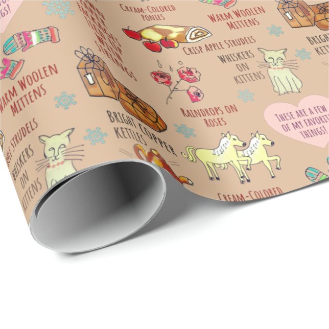 My Favourite Things Hand Drawn Kraft Brown Wrapping Paper (Roll Corner)