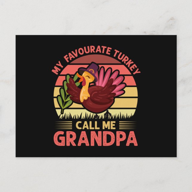 My Favourite Turkey Call Me Grandpa Postcard (Front)