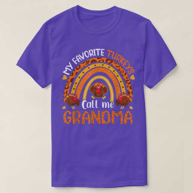 My Favourite Turkeys Call Me Grandma Thanksgiving  T-Shirt (Design Front)