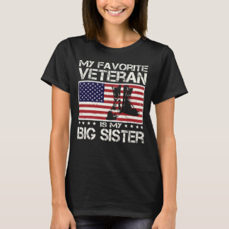 My Favourite Veteran Is My Big Sister USA Flag T-Shirt