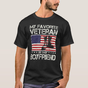 My Favourite Veteran Is My Boyfriend Flag Father V T-Shirt