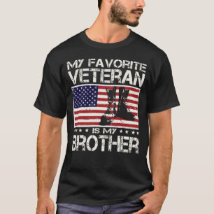 My Favourite Veteran Is My Brother USA Flag T-Shirt