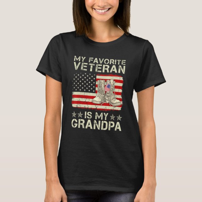 My Favourite Veteran Is My Grandpa Combat Boots Am T-Shirt (Front)