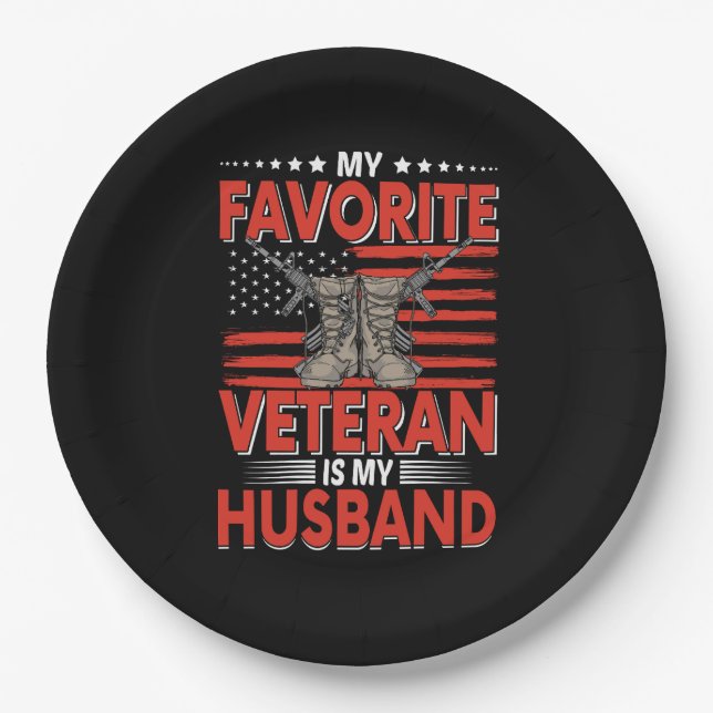 my favourite veteran is my husband paper plate (Front)
