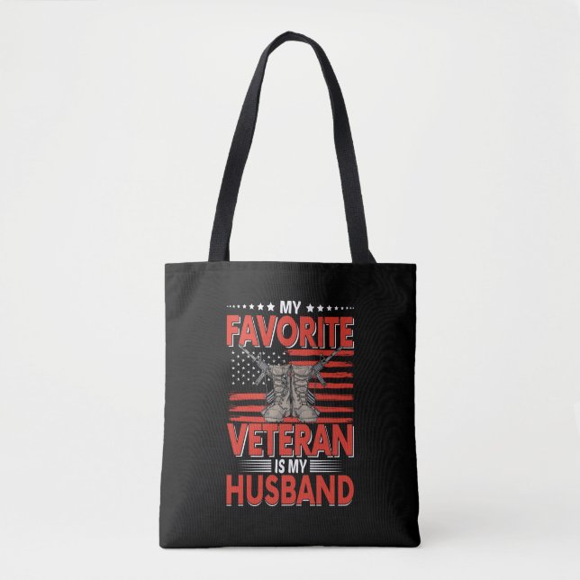 my favourite veteran is my husband tote bag (Front)