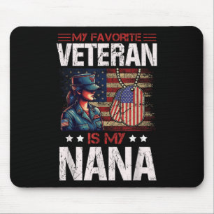 My Favourite Veteran Is My Nana Usa Flag Vintage Mouse Mat