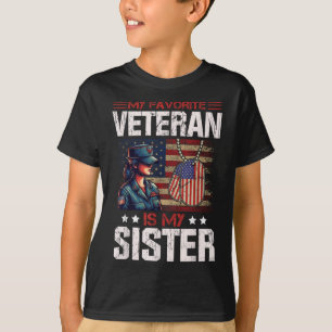 My Favourite Veteran Is My Sister Usa Flag T-Shirt