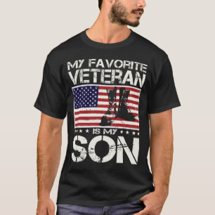 My Favourite Veteran Is My Son USA Flag Veterans T-Shirt