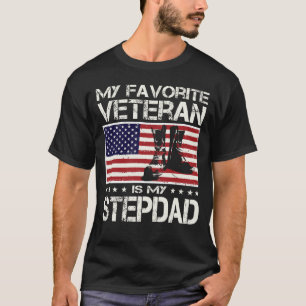 My Favourite Veteran Is My Stepdad Flag Father Day T-Shirt