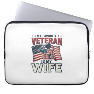 My Favourite Veteran Is My Wife Patriotic Shirt De Laptop Sleeve