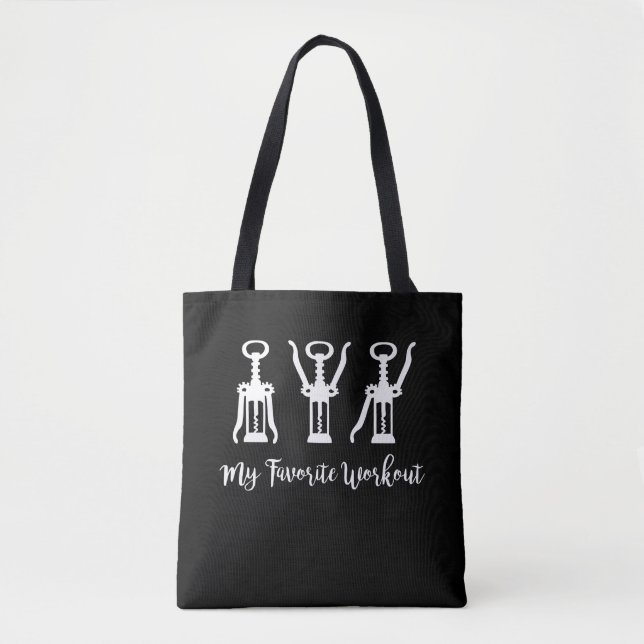 My Favourite Workout Wine Lover Gift Idea Gym Tote Bag (Front)