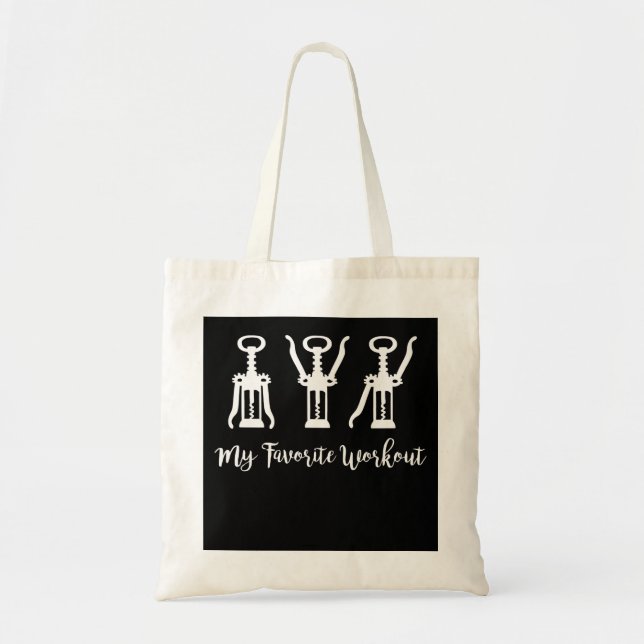 My Favourite Workout Wine Lover Gift Idea Gym Tote Bag (Front)