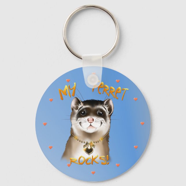 My Ferret Rocks Keychain (Front)
