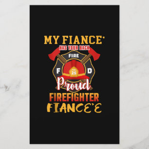 My Fiance Has Your Back Proud Firefighter Fiancee Stationery