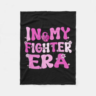 My Fighter Era Groovy Breast Cancer Awareness Pink Fleece Blanket
