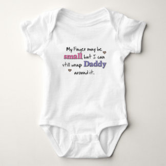 My Finger may be small...(pink & purple) Baby Bodysuit