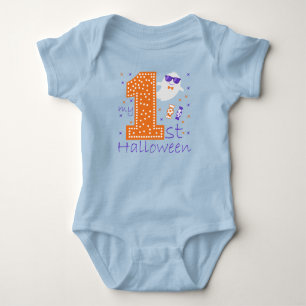my firs halloween boy kids Cute ghost clipart Baby Bodysuit