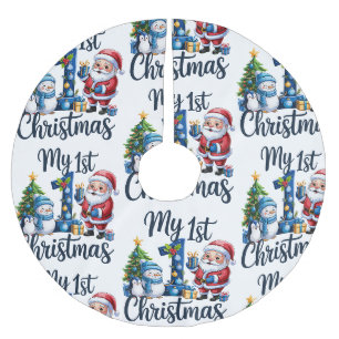 My First 1st Christmas Blue Baby Boy Xmas Snowman Brushed Polyester Tree Skirt