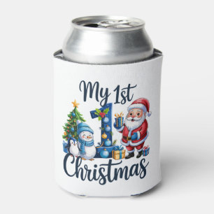 My First 1st Christmas Blue Baby Boy Xmas Snowman Can Cooler