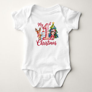 My First 1st Christmas Pink Baby Girl Xmas Snowman Bodysuit