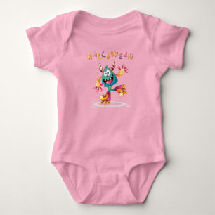 My First 1st Halloween Funny Scary Green Monster Baby Bodysuit