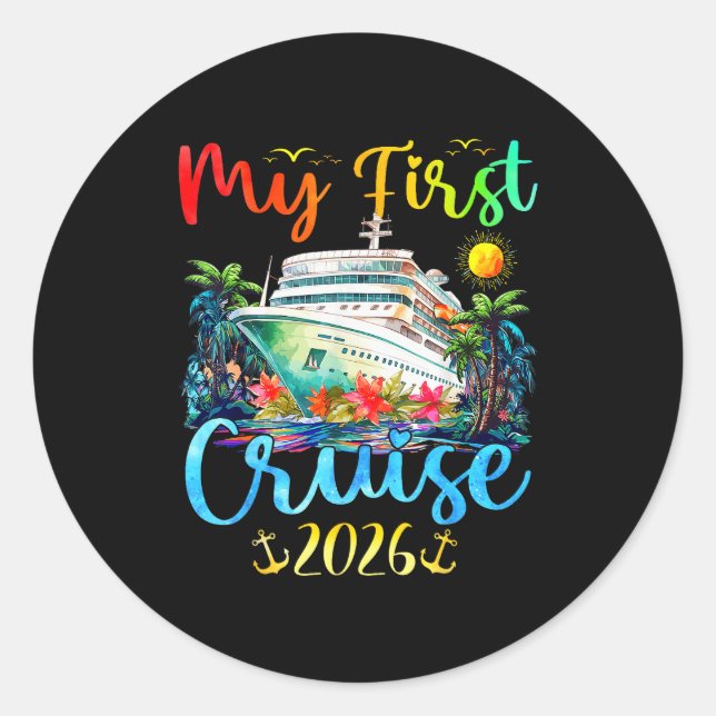 My First 2026 Cruise Trip Kids Vacation Matching F Classic Round Sticker (Front)