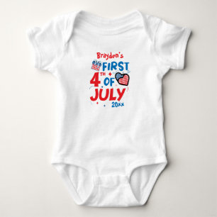 My first 4th of July 2021 personalised name & year Baby Bodysuit