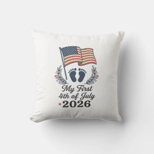 My First 4th of July 2026 Baby Vintage Patriotic S Cushion