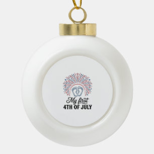 My First 4th of July Baby Feet Patriotic Shirt Des Ceramic Ball Christmas Ornament