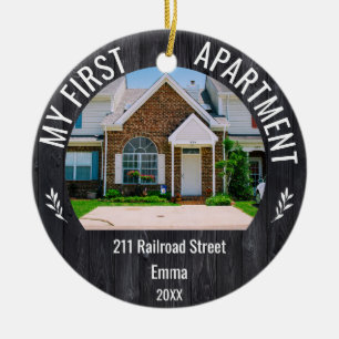 My First Apartment 2021 Custom Name & 2 Photo Orn Ceramic Tree Decoration