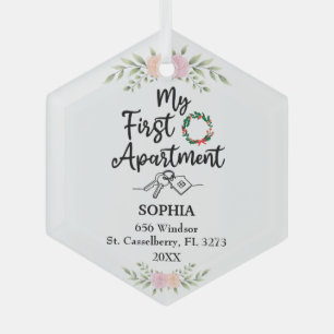 My First Apartment 2023 With  Watercolor flowers Glass Tree Decoration