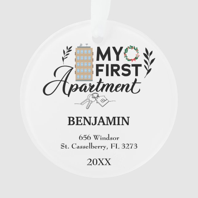 My First Apartment 2025 Personalised Gift Ornament (Front)