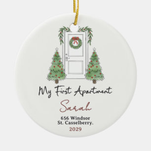 My First Apartment Custom Name & Address Ceramic Tree Decoration