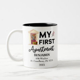 My First Apartment Custom Names & Address Two-Tone Coffee Mug