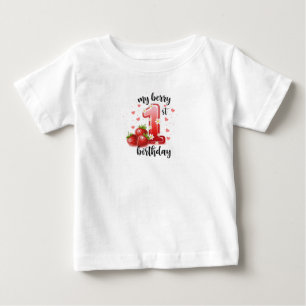 My First Berry Birthday Fine Jersey Baby T-Shirt