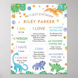 My First Birthday 1 Year Old Dinosaur Sign