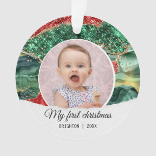 My first birthday christmas glitter ornament