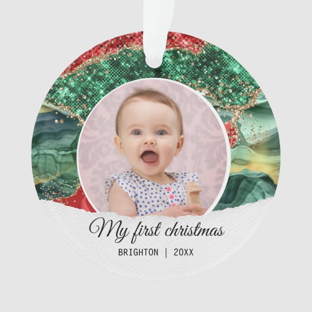 My first birthday christmas glitter ornament (Front)