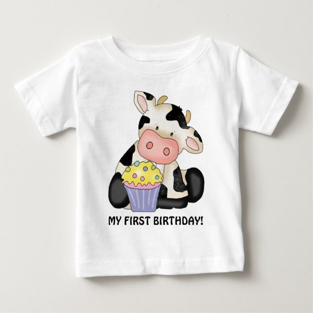 My First Birthday Cow T-shirt (Front)