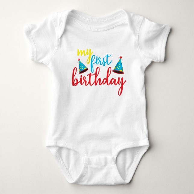 My First Birthday // Cute Baby Bodysuit (Front)