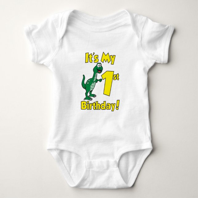My First Birthday Dinosaur Baby Bodysuit (Front)