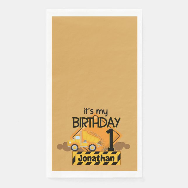 My First Birthday Dump Truck  Napkin (Front)